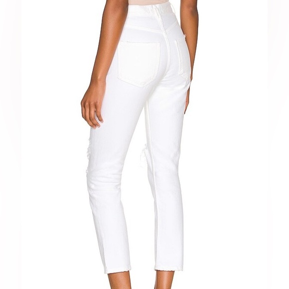 Agolde Riley Slant White Denim High Rise Straight Cropped Ripped Jeans EUC Sz 26 - Picture 2 of 10